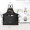 Chef Apron for Men Women Canvas Aprons with 3 Pockets Cross Back Resistant Work Apron for Cooking Grilling Baking BBQ Barber Kitchen (Black)